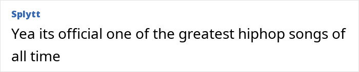 Comment text on a white background reading yea its official one of the greatest hiphop songs of all time related to hard rock cover of 50 Cent&rsquo;s Many Men viral amid AI music boom.