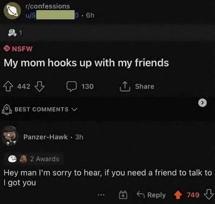 Reddit post with shocking confession about mom hooking up with friends, part of viral posts that go from 0 to 100 real quick.