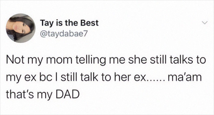 Screenshot of a social media post with a humorous exchange about talking to exes, illustrating posts that go from 0 to 100 real quick.