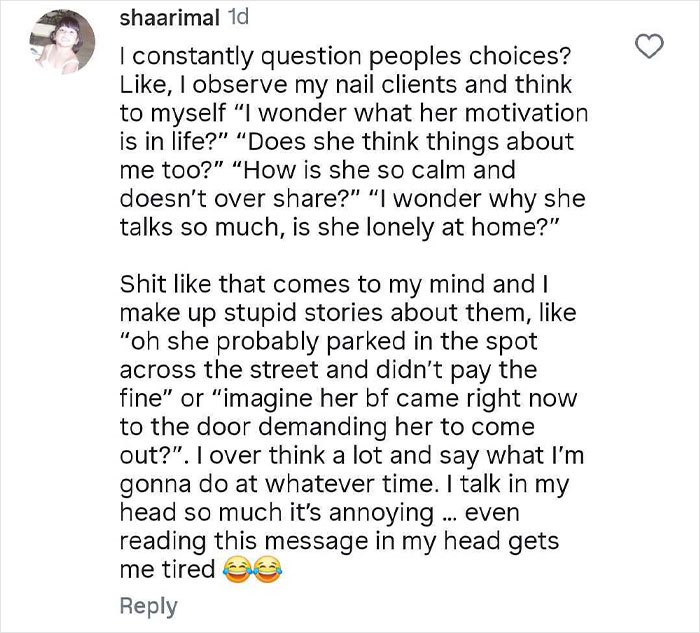 Screenshot of a social media post revealing hilariously strange things people do when no one is watching, including overthinking and storytelling.