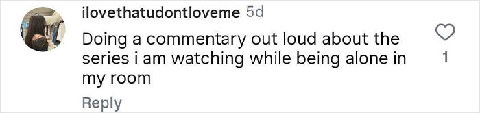 Screenshot of a social media comment revealing a hilariously strange thing someone does when no one is watching.