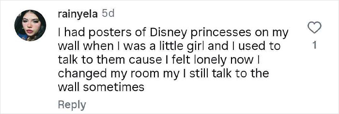 Social media comment revealing hilariously strange things people do when no one is watching, like talking to posters on the wall.