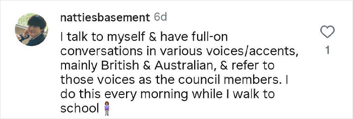 Screenshot of a social media post where a user shares a hilariously strange thing they do when no one is watching.