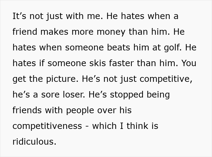 Text about husband feeling emasculated due to competitiveness and wife making more money than him in marriage context.