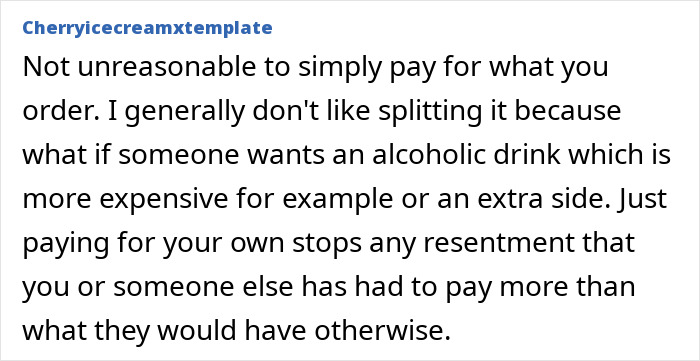 Woman asks advice on bill splitting, sparking debate and accusations of fat-shaming among friends in a group chat.
