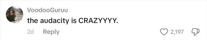 Screenshot of social media comment saying the audacity is CRAZYYYY with over 2,000 likes about Kansas City Karen incident.