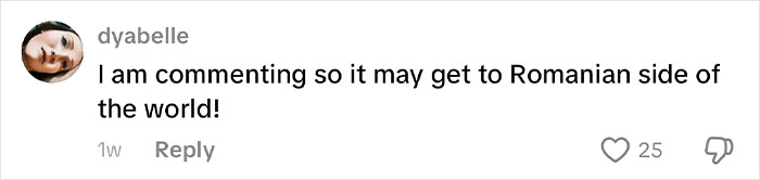 User comment on social media expressing hope to reach the Romanian side of the world during job interview gift sharing in Korea.