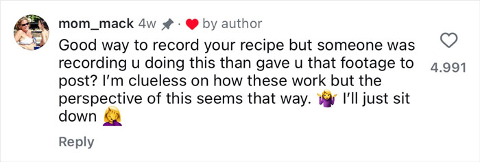 Text comment from a woman discussing the uncomfortable mistake after using Meta glasses to record vacation footage.