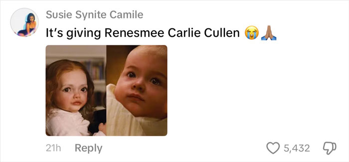 Comment comparing a lifelike baby doll to a real baby, referencing the woman's outrageous 10-month lie unraveling.