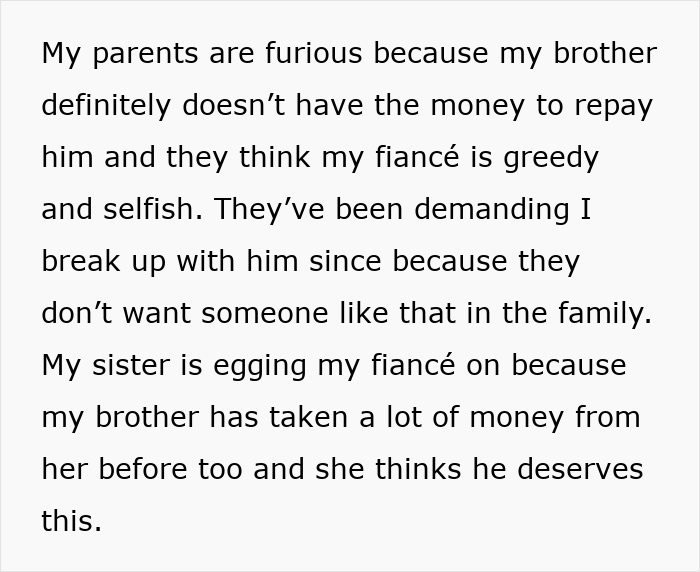 Alt text: Bride&rsquo;s family upset as fianc&eacute; threatens legal action against her brother over money dispute causing wedding tensions.