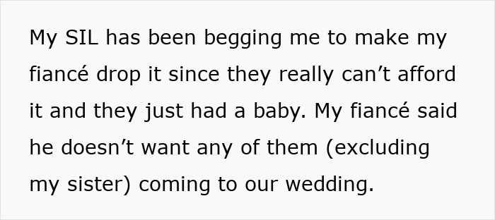 Bride&rsquo;s family conflict over fianc&eacute; threatening to take her brother to court, risking wedding cancellation.