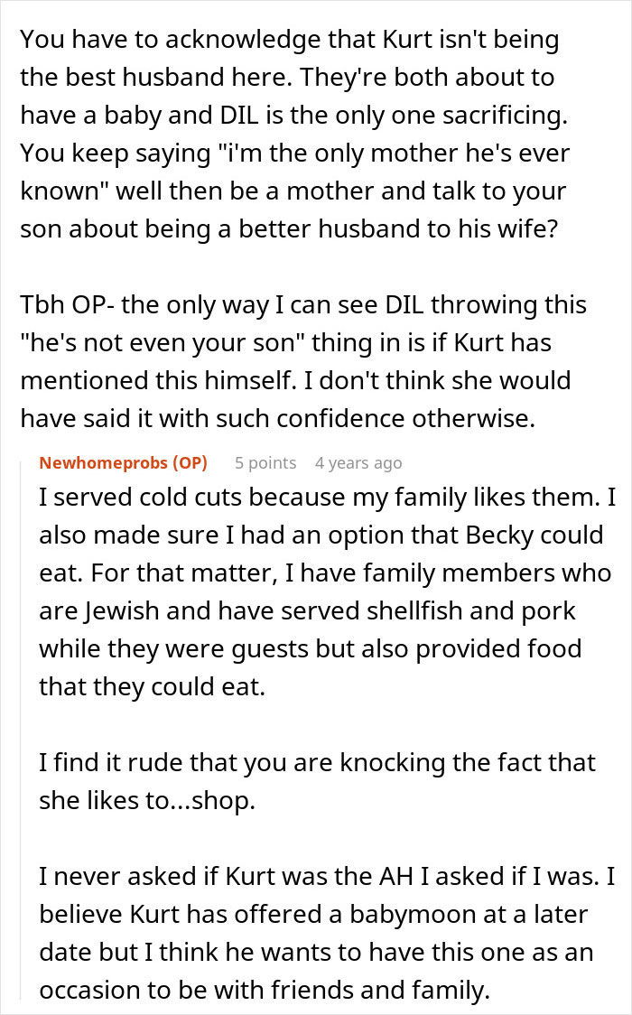 Screenshot of online discussion about MIL telling DIL the world doesn&rsquo;t revolve around her pregnancy after complaints