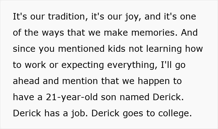 Text excerpt from a viral mom&rsquo;s story about giving an insane amount of gifts to her kids and facing consumerism backlash.
