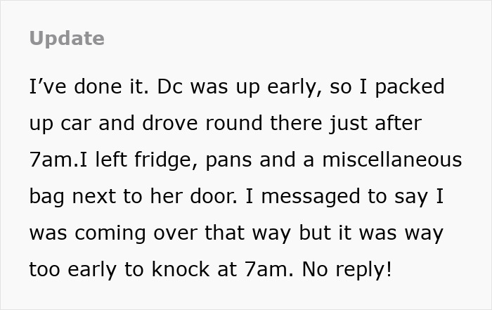 Text update about gifting broken items early in the morning causing disagreement between friends.