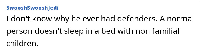 Comment on disturbing siblings&rsquo; new allegations against Michael Jackson displayed in simple black text on white background.