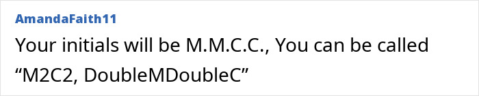Text post by AmandaFaith11 about initials and nickname M2C2 related to Macaulay Culkin name change update.