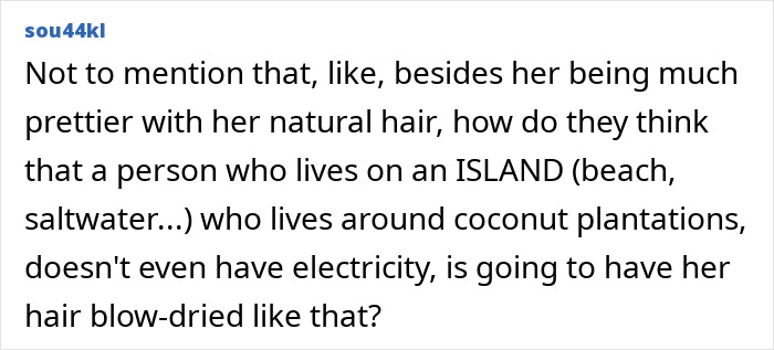 Text discussing criticism of Disney for changes to the live-action Moana star&rsquo;s appearance and hair style.