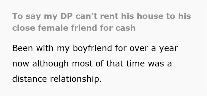 Text excerpt about girlfriend uneasy over boyfriend's plan to host newly single friend with concerns about sleeping arrangements.