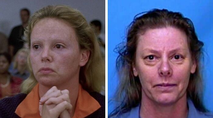 Side-by-side images of a woman in a film scene and a real-life mugshot highlighting Netflix doc errors about a famous serial criminal. Side-by-side images of a woman in a film scene and a real-life mugshot highlighting Netflix doc errors about a famous serial criminal.