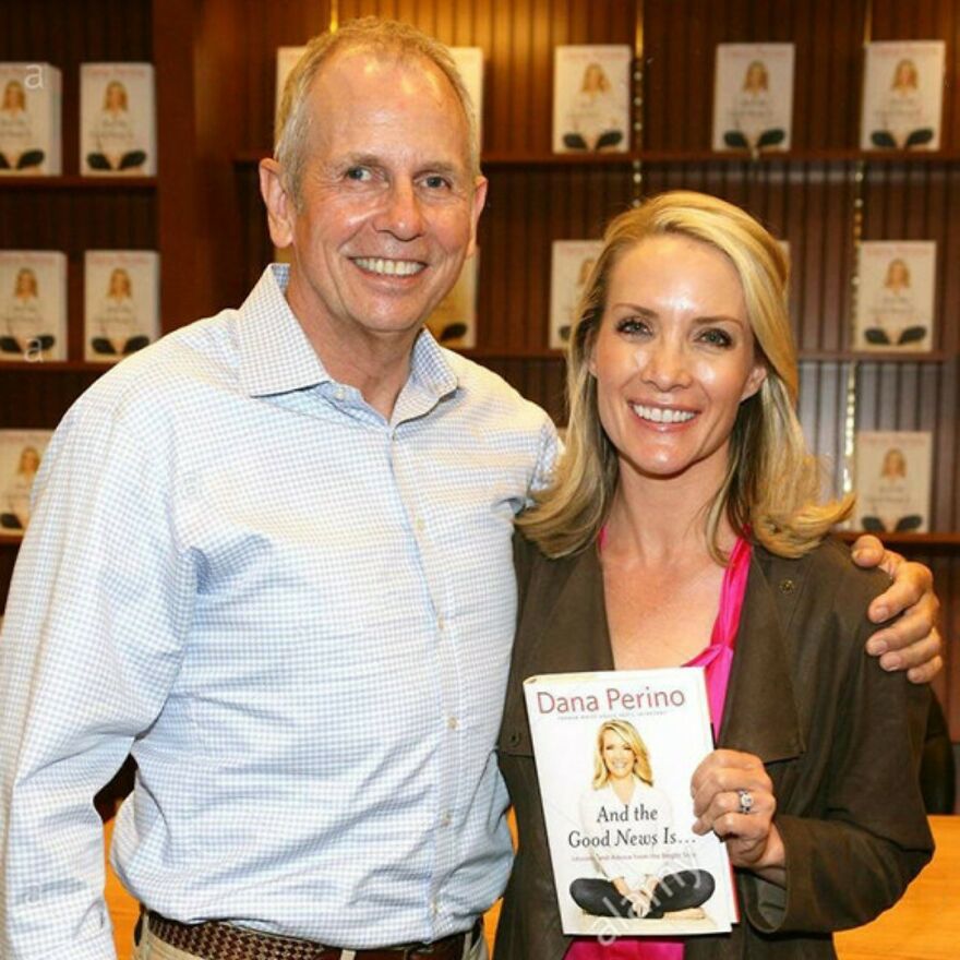 Dana Perino and Peter McMahon smiling together, highlighting their 18-year age gap in marriage.