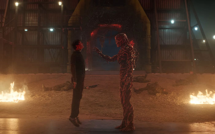 Stranger Things creators share cryptic warning scene with fiery background before final episodes release.