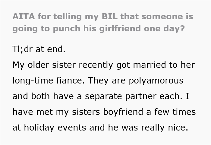 Text excerpt from a story about a polyamorous woman making a pass at a taken guy and conflict with his girlfriend.