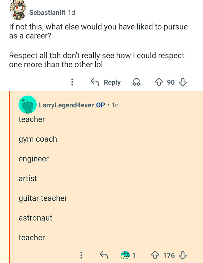 Reddit conversation discussing career choices during a 7 doctors in one room internet AMA session.