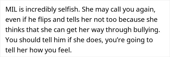 Text excerpt about a selfish and possessive MIL struggling with son choosing wife and baby over her.