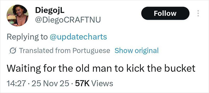 Tweet screenshot showing a user replying about an old man with 57K views, related to Calvin Klein gold digger controversy.