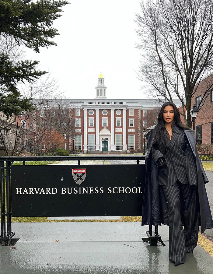 Kim Kardashian posing at Harvard Business School, linked to her latest excuses for failing the bar exam. Kim Kardashian posing at Harvard Business School, linked to her latest excuses for failing the bar exam.