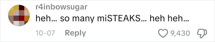 Screenshot of a social media comment with a pun about mistakes, related to wild American food creations that shocked the internet. Screenshot of a social media comment with a pun about mistakes, related to wild American food creations that shocked the internet.