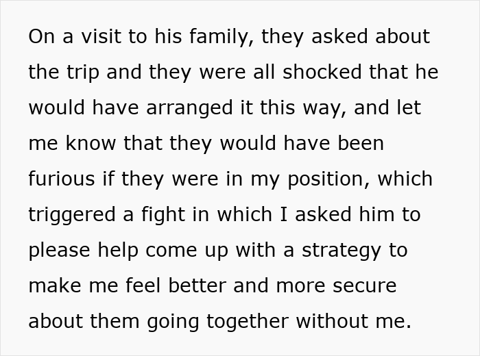 Text excerpt discussing feelings of insecurity and conflict after a romantic trip with a female friend during a breakup. Text excerpt discussing feelings of insecurity and conflict after a romantic trip with a female friend during a breakup.