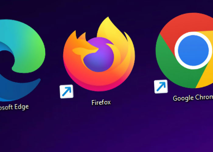 Browser icons for Microsoft Edge, Firefox, and Google Chrome displayed on a computer desktop sharing life hacks.