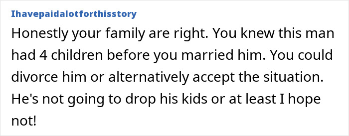 Woman regrets marrying man with 4 kids as she struggles with parenting them every weekend and dealing with family challenges.