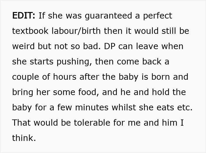 Text discussing feelings about partner&rsquo;s first birth support experience and concerns during labor and postpartum.