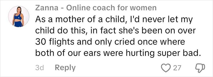 Comment from a frequent traveler about a child kicking on a flight, describing it as the worst experience.