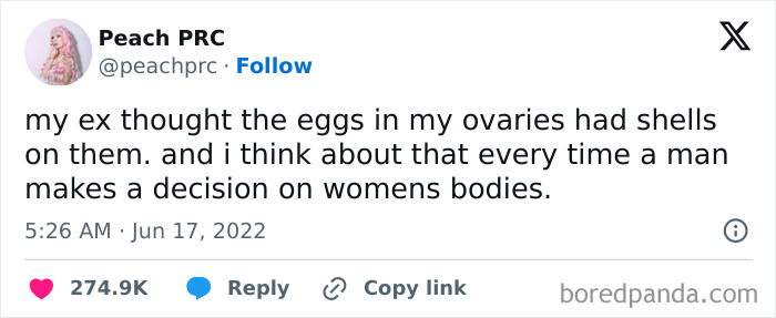 Tweet by Peach PRC roasting men’s misunderstandings about women’s bodies, exemplifying savage women who roasted men online.