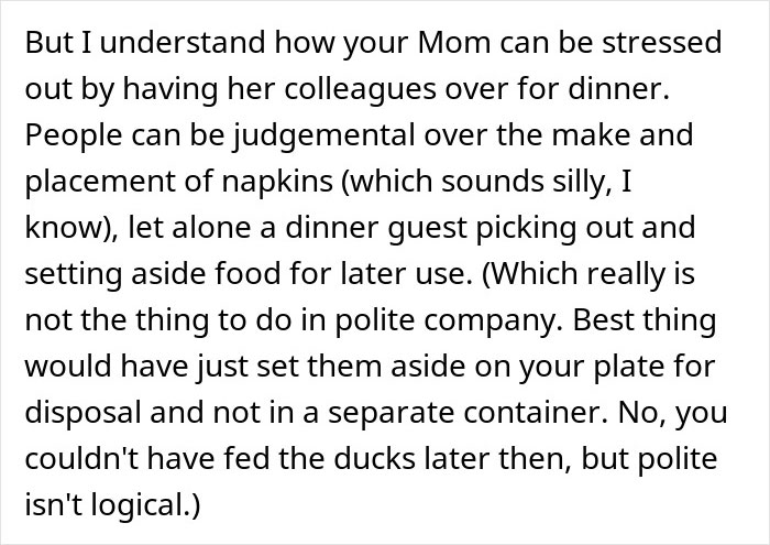 Man picks at his food during dinner with mom’s boss, feeling stressed about ruining the evening and polite company rules. Man picks at his food during dinner with mom’s boss, feeling stressed about ruining the evening and polite company rules.