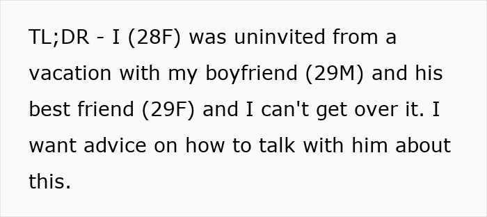 Woman shares story about a guy refusing to accept break-up after a romantic trip with a female friend. Woman shares story about a guy refusing to accept break-up after a romantic trip with a female friend.