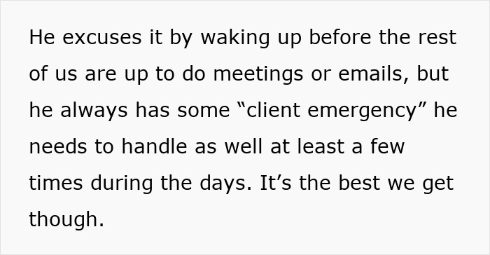Text about a man prioritizing work with client emergencies, ignoring family time while his wife wants to stay. Text about a man prioritizing work with client emergencies, ignoring family time while his wife wants to stay.