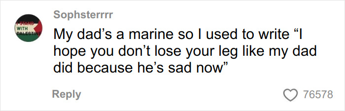 Comment from a user sharing a savage and hilarious letter kids send to U.S. soldiers about their family experiences.