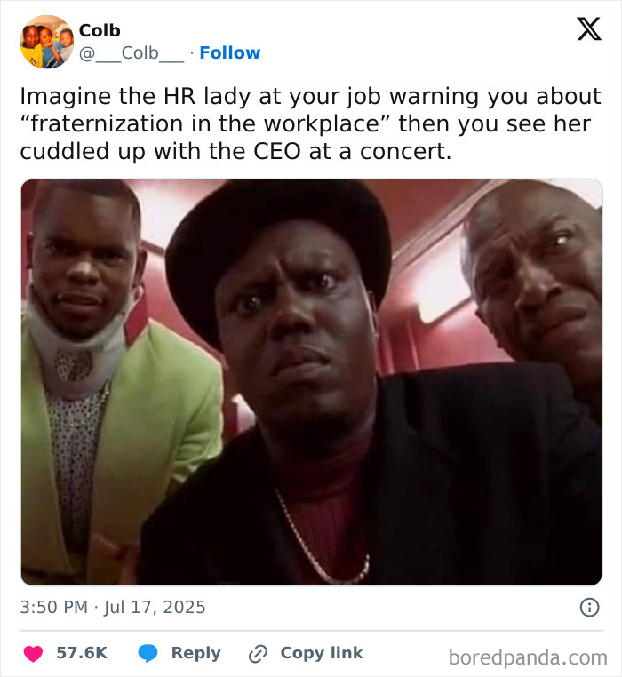 Alt text: Humorous tweet highlighting awkward workplace moments and frustrations of having a job with unexpected office dynamics.