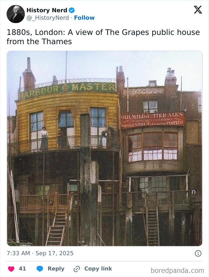 1880s London pub viewed from the Thames, showcasing rare and powerful history in a unique riverside setting.