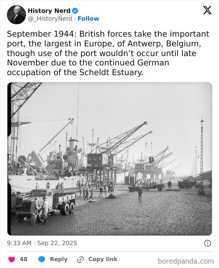 British forces at Antwerp port in 1944, a rare and powerful photo exploring history from our past.