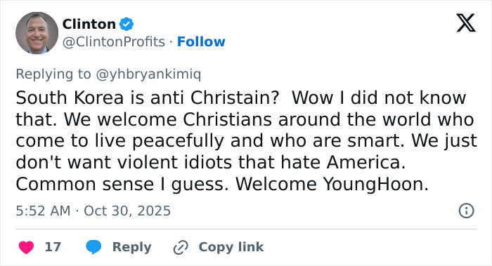 Screenshot of a tweet discussing South Korea and mentioning the world's smartest man seeking US asylum.