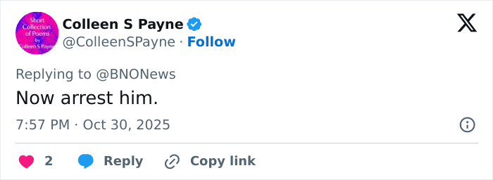 Tweet by Colleen S Payne with profile picture and username, commenting on Andrew&rsquo;s title removal influenced by Kate Middleton and Queen Camilla&rsquo;s female touch.