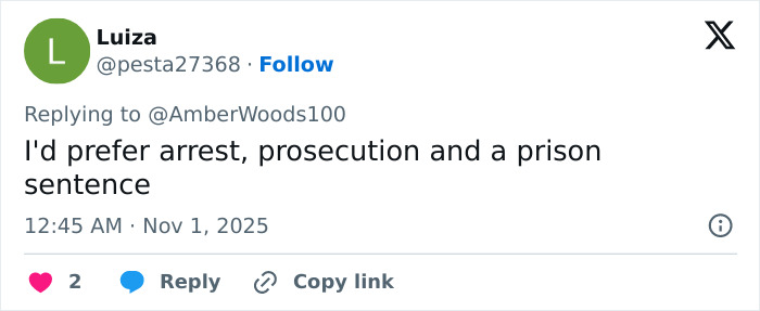Screenshot of a Twitter reply mentioning arrest and prosecution related to Andrew&rsquo;s title removal influenced by female touch.