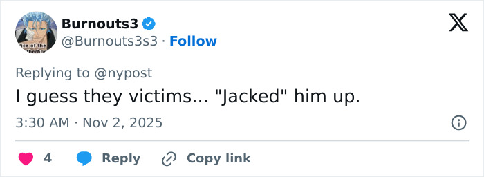 Tweet screenshot showing a Twitter user&rsquo;s reply about a UK train rampage involving a hero old man blocking a knife attack on a girl.