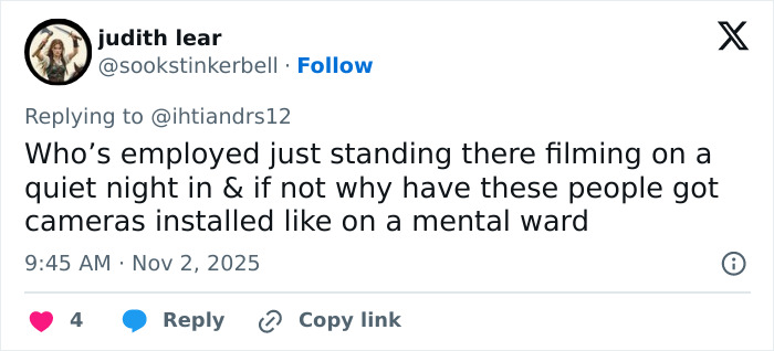 Tweet discussing skepticism about Meghan Markle and Prince Harry's celebration being staged, mentioning cameras and filming at home.