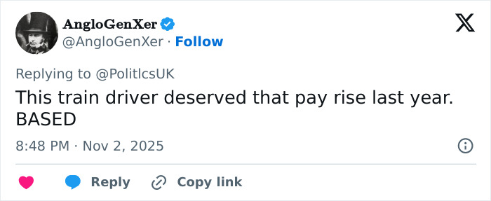 Tweet showing support for train driver&rsquo;s pay rise last year amid UK train rampage chaos and hero old man blocking knife attack.